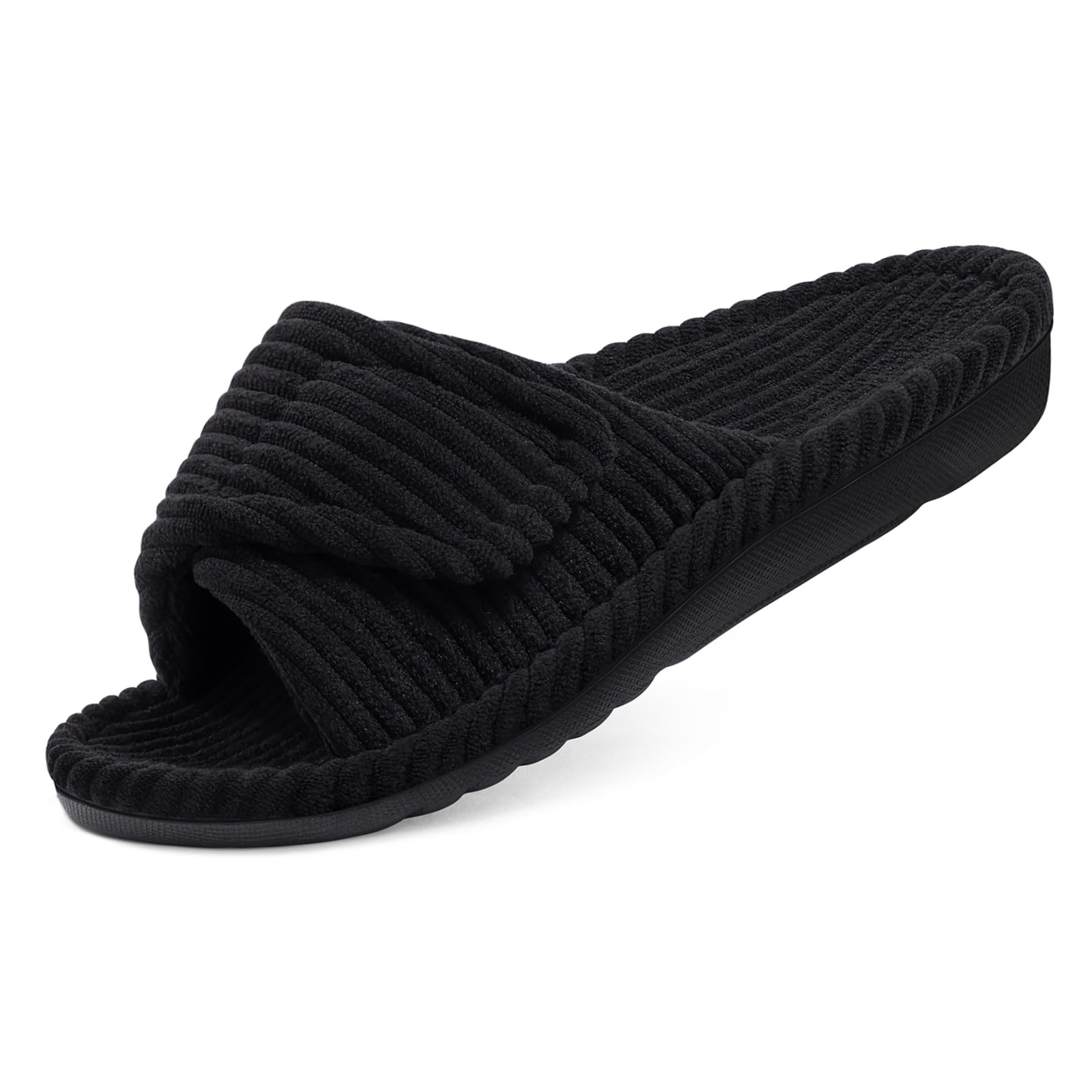 Litfun Orthopädische Damen Hausschuhe mit Memory Foam fussbett, Arch Support Verstellbarer Klettverschluss pantoffeln, Cord offene Zehen slipper Indoor Outdoor
