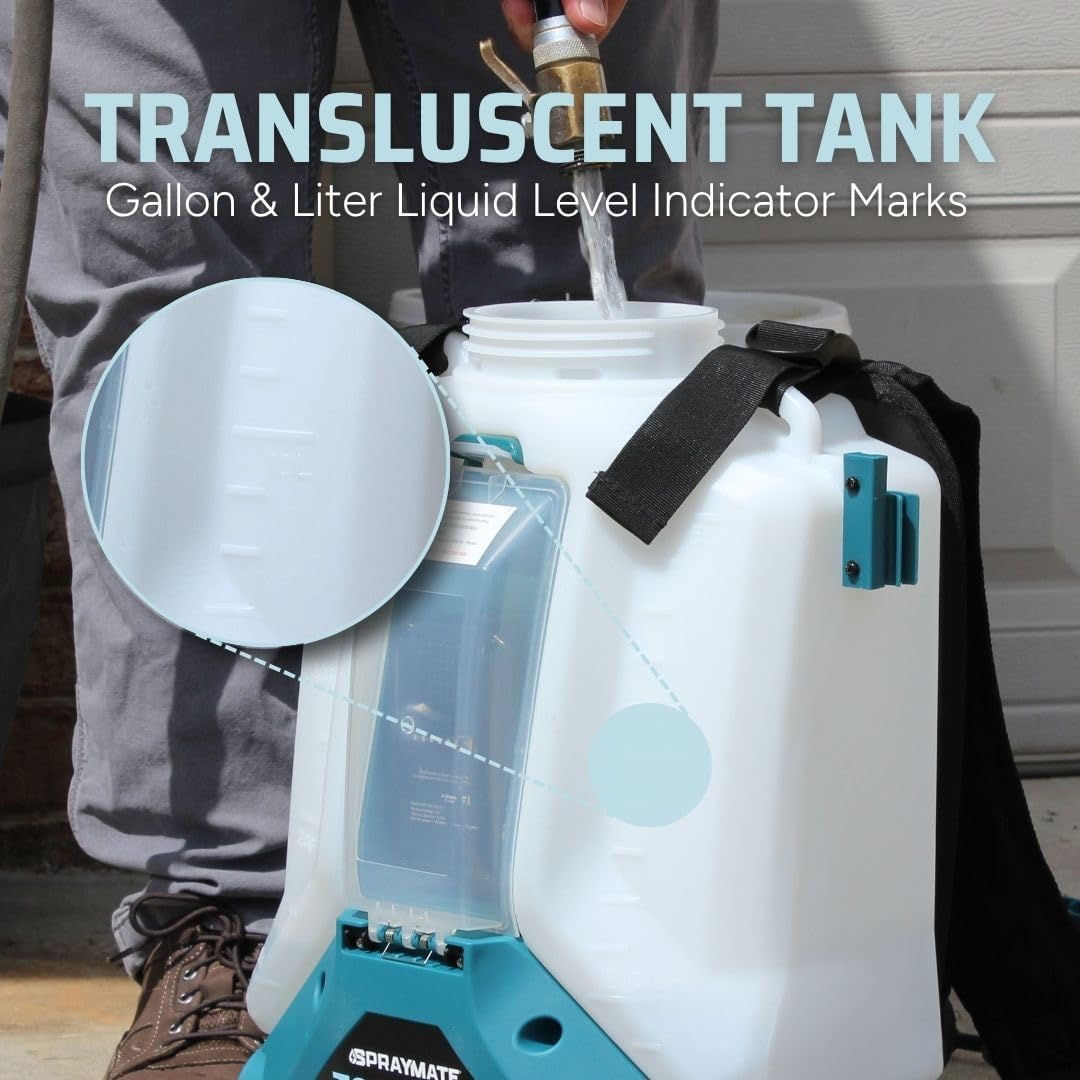 SprayMate Tornado 4-Gallon Battery Powered Backpack Sprayer – Lawn & Garden Sprayer, Compatible with FlowZone, DeWalt, Milwaukee, Makita & Bosch Batteries Tool ONLY (Battery Not Included)