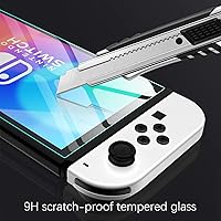 Vista 4 de FYY Paquete de 3 protectores de pantalla compatibles con Nintendo Switch OLED modelo 2021, protector de pantalla OLED de Nintendo Switch de vidrio