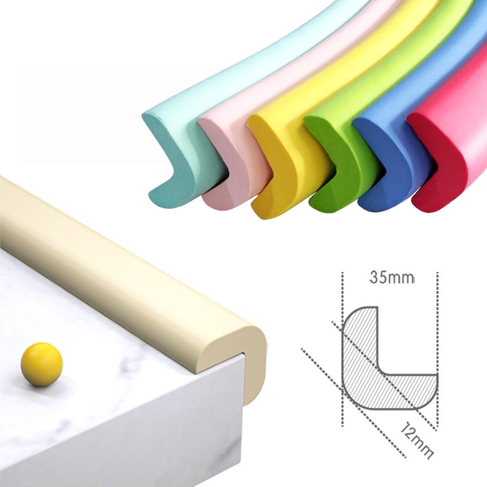 Protezione for bordi angolari a forma di L - Paraurti autoadesivo da 5 m for mobili di diverse dimensioni - Set di schiuma a prova di bambino e cassaforte(Light green,20M)