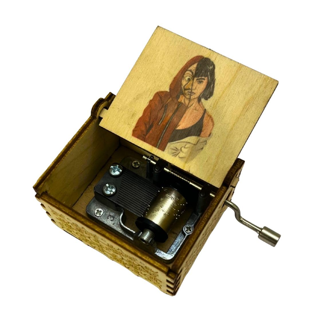 Zesta Money Heist Wooden Musical Box Gift | Vintage Music Crank Mini Collectible for Girlfriend, Boyfriend, Husband, Wife | Unique Musical Gifts for Music Lovers | Classic Wooden Box
