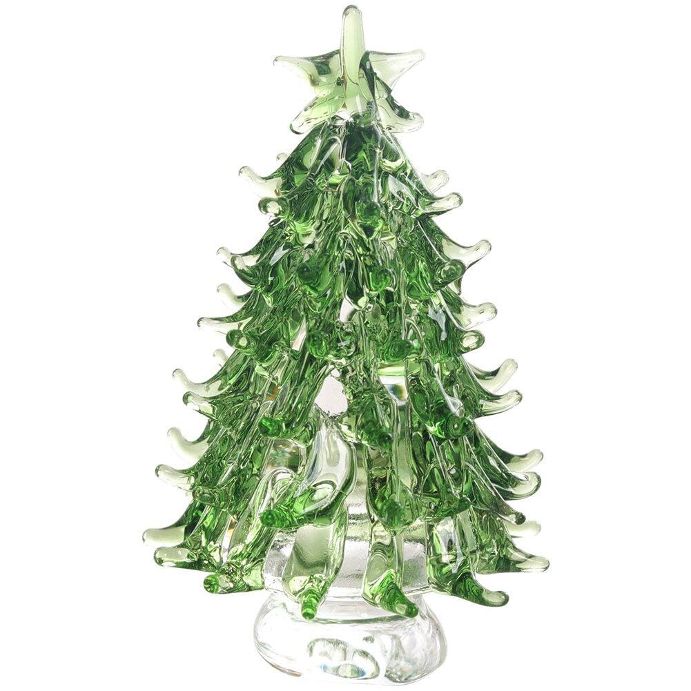 Fituenly Green Crystal Christmas Tree Figurine Collectibles Ornament Paperweight Table Decoration, Crystal Glass Christmas Tree Ornament For Home Decor