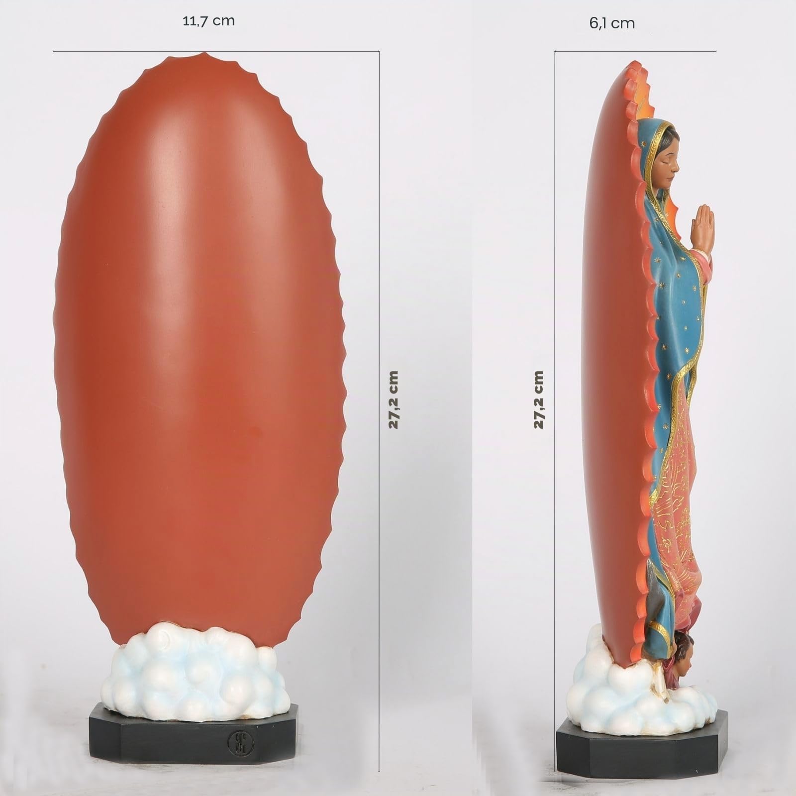 Buildclassic Statue catholique Notre-Dame de Guadalupe, figurine de Vierge de Guadalupe, cadeau religieux pour la fête des mères, décoration d'intérieur inspirante, 27,2 cm de haut, sculpture peinte à