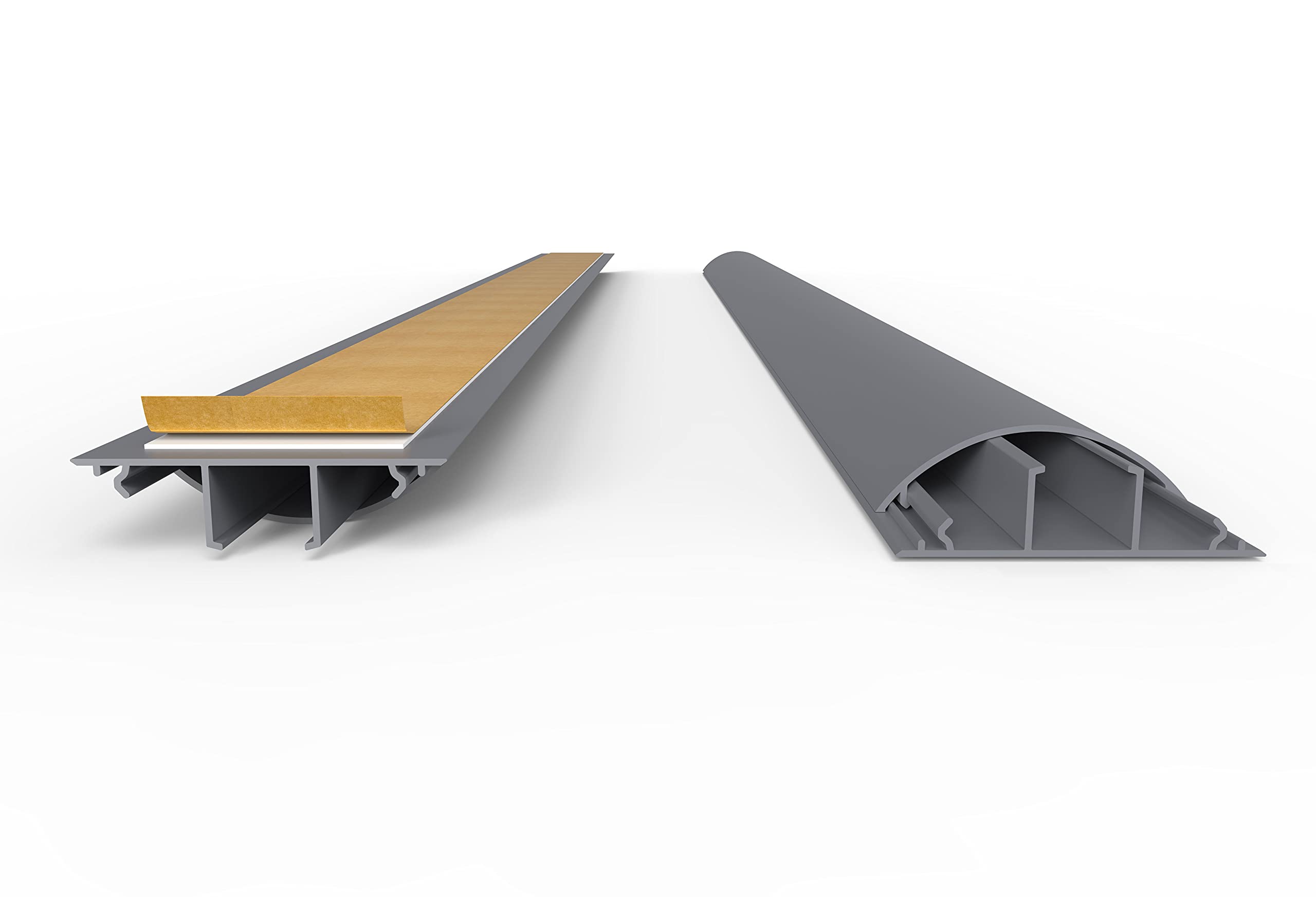 SCOSKK292 2 m Habrund Kabelkanal (L x B x H 2000 x 75 x 20 mm, PVC, Fußboden, Kanal, Selbstklebend) grau