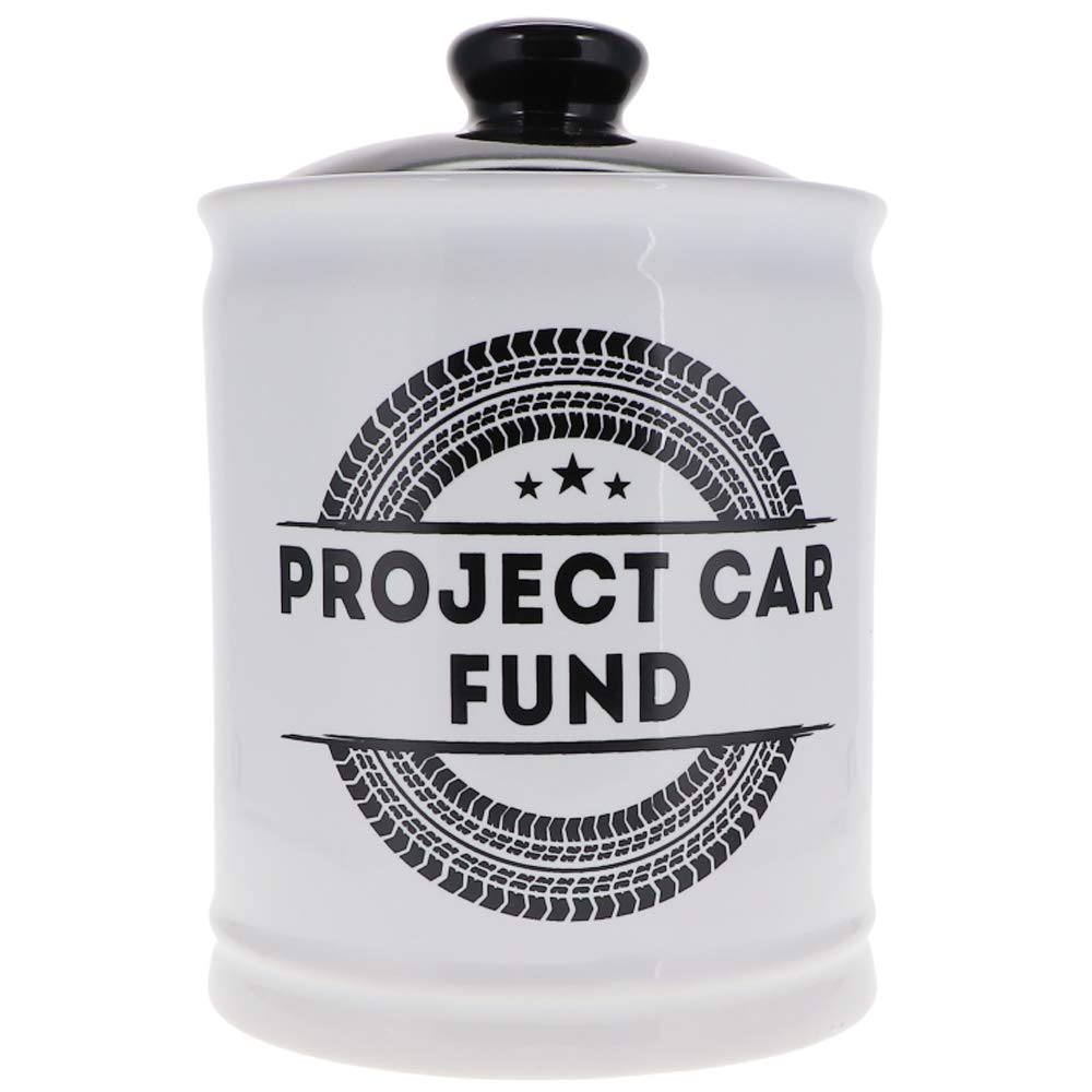Cottage Creek Project Car Fund Piggy Bank, Ceramic Car Savings Jar, Car Decor