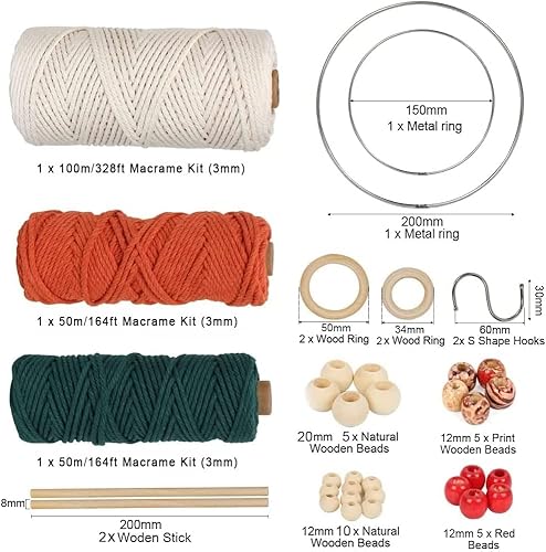 Miniatura 2 de UHAPEER Kits de macramé para adultos principiantes, kit de macramé para colgar plantas DIY y suministros de macramé, con cordón de macramé de