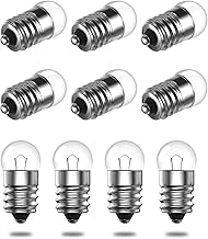 LumiGo Lot de 10 Mini Ampoules E10 2,5V 0,5A, 1W Miniature à Culot à Vis Blanc Chaude pour Expérience Physique électrique et Lampe de Poche