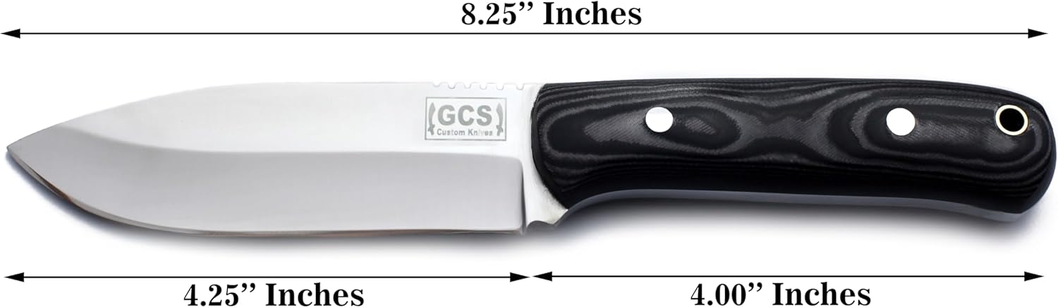 GCS Handmade G10 Handle D2 Tool Steel Tactical Hunting Knife with leather sheath Full tang blade designed for Hunting & EDC GCS 10