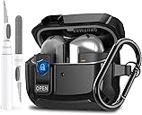 Galaxy Buds 3 Pro/3/3 FE Case Cover with Secure Lock Clip, Shockproof Samsung Galaxy Buds3/3 Pro 2024/3 FE 2025 Protective Hard Cover Shell with Carabiner&Cleaner kit for Men Women, Black