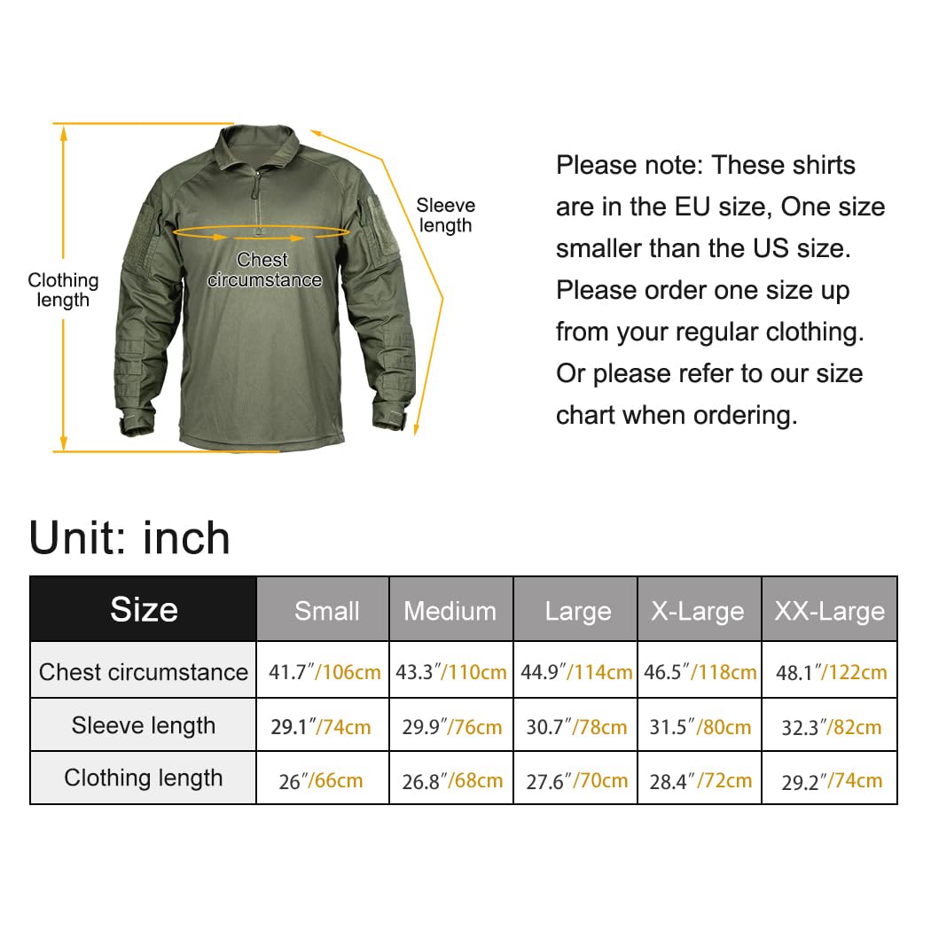 IDOGEAR Chemises De Combat Chemise Tactique à Manches Longues avec Coudières Chemises Militaires avec Poches Vêtements Airsoft Hauts