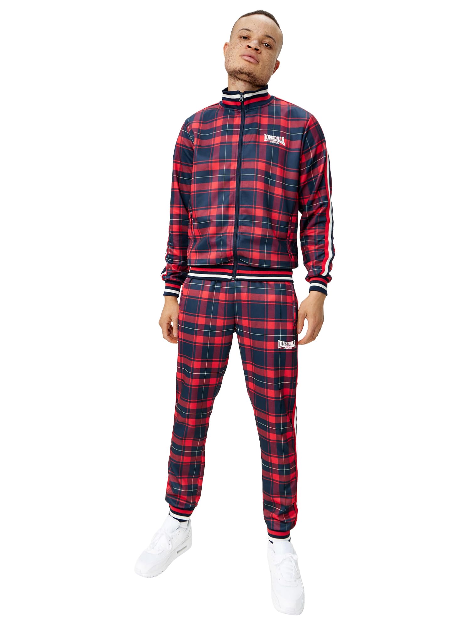 Lonsdale Men's Wickstone Tracksuit, red/Blue, L
