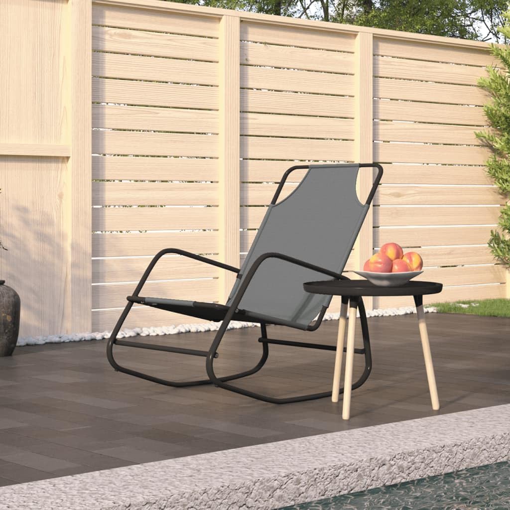 Chaise longue à bascule gris de jardin extérieur en acier résistant