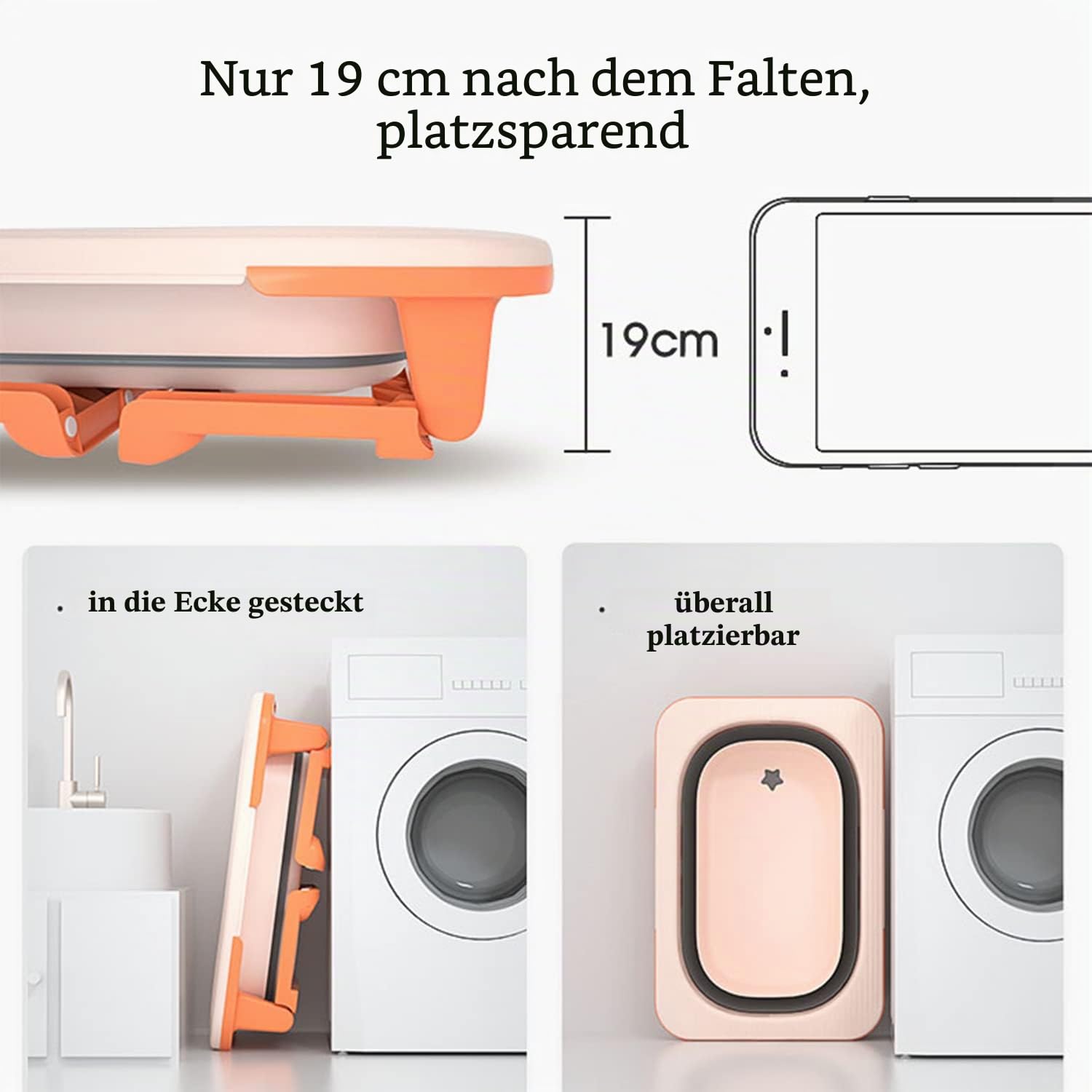 K IKIDO Große Baby Badewanne faltbar für Babys von 0-36 Monaten Ergonomische Babywanne (324 Orange)