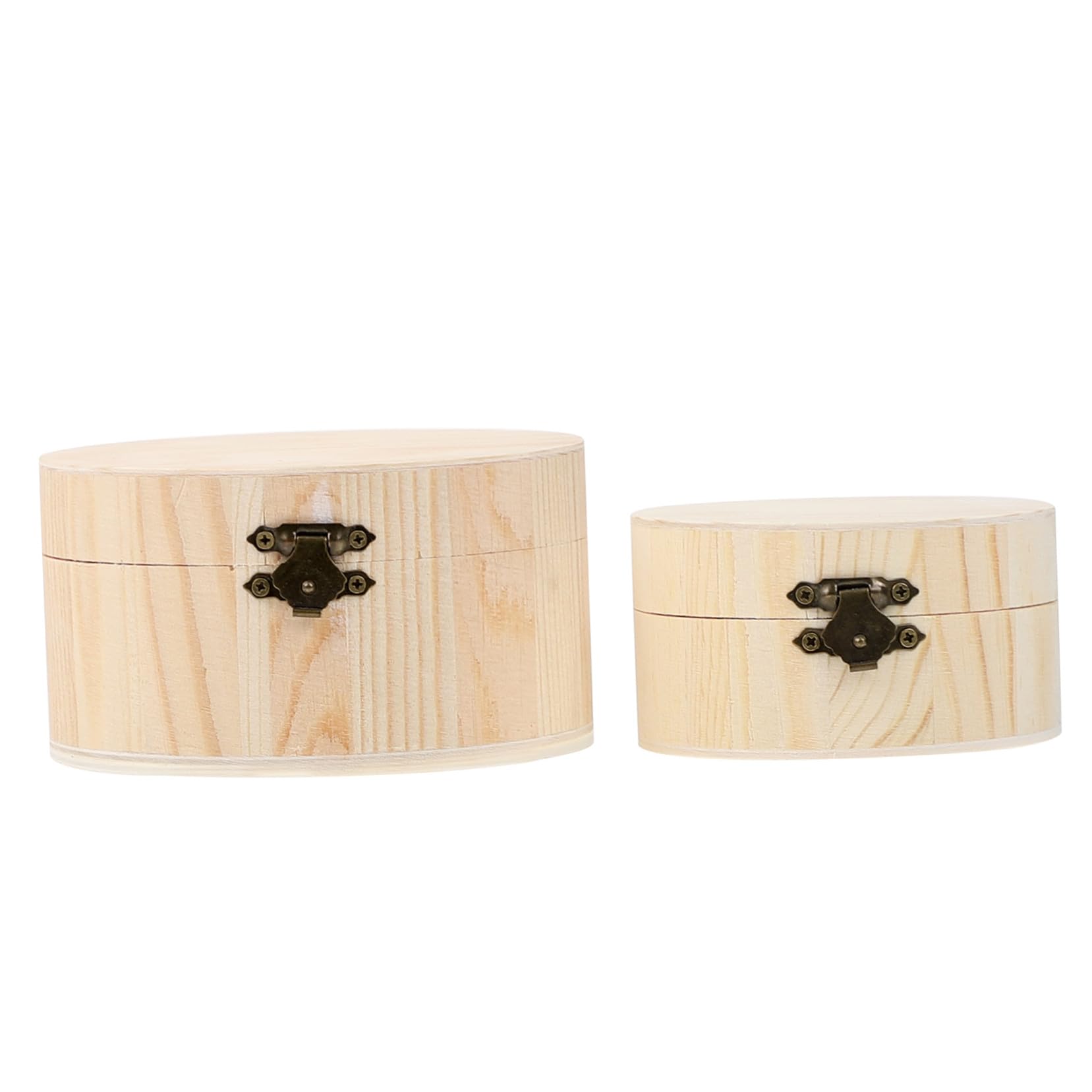 Scatola Portaoggetti in Legno Rotonda Beige, 2 Pezzi per Ragazzo Ragazza