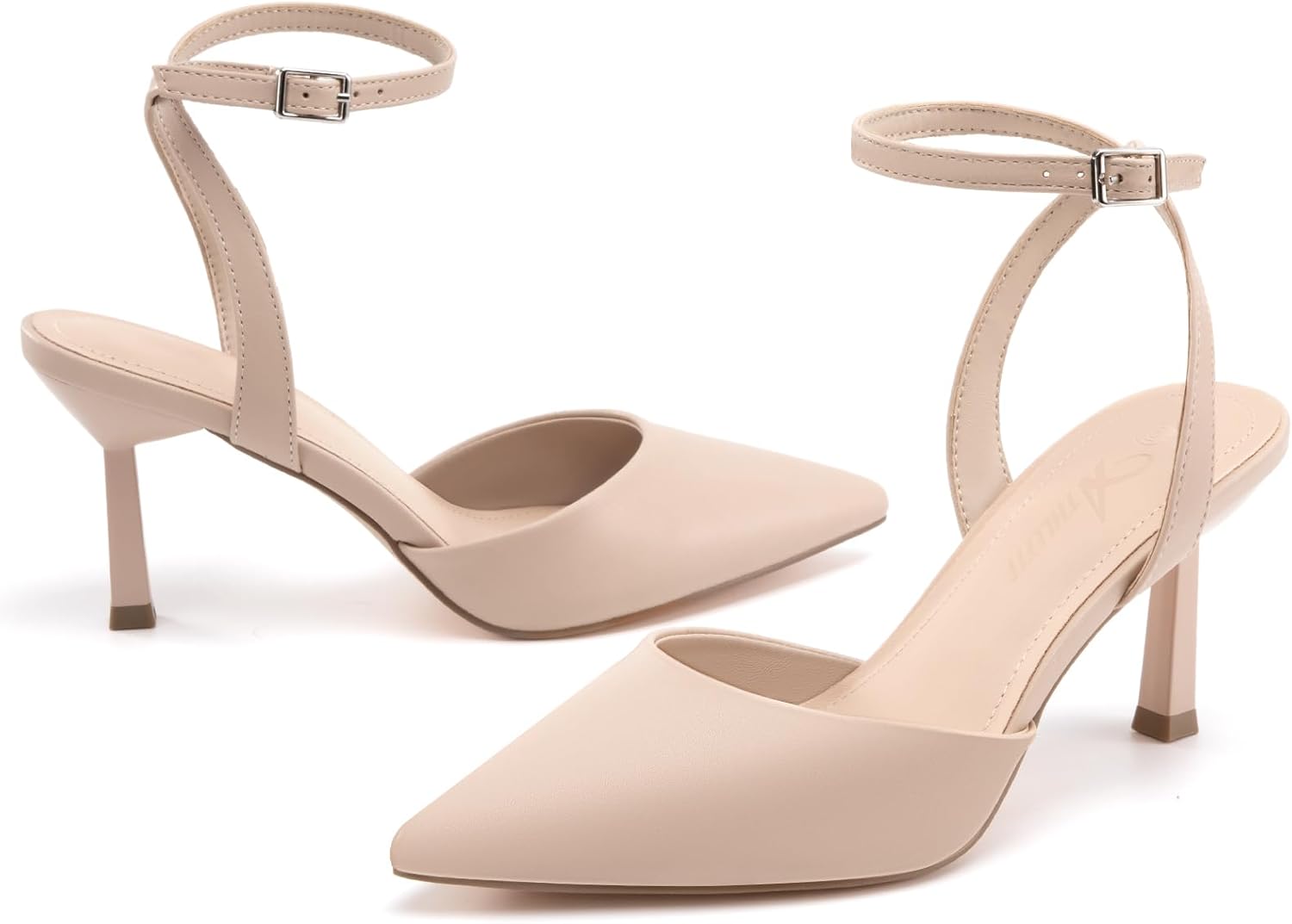 Athlefit Women's Closed Pointed Toe 3 Inch High Heels Ankle Strap Stiletto Heel Wedding Party Dress Pumps Shoes - Image 6