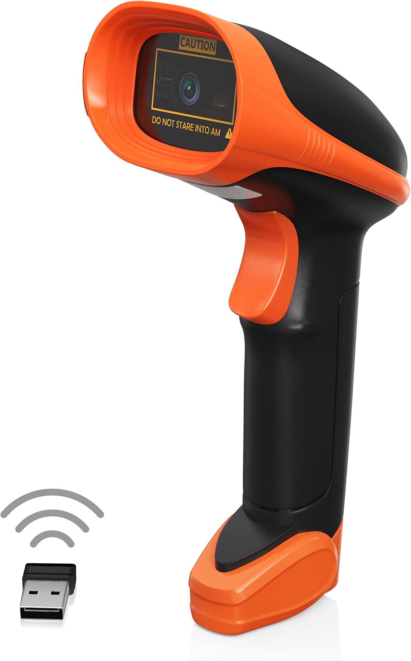 AMBIRBR200 Wireless/USB Barcode Scanner: Supports-1D,2D,PDF417, & QR barcodes. OS: Win, Mac, Linux, Android-Black/Orange