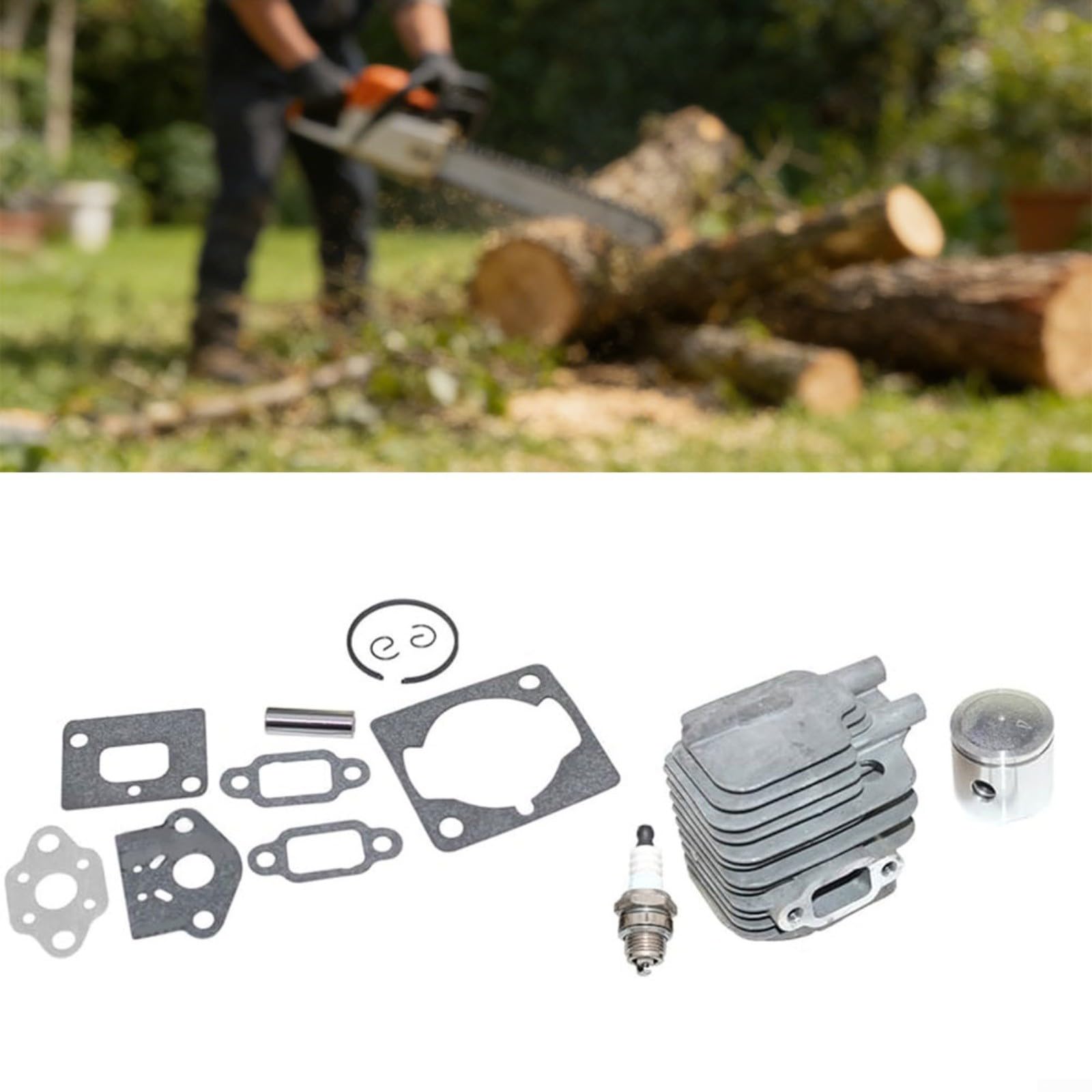 Zylinder und Kolben-Set für Echo Srm-220Es, Srm-222Es, Srm-235, Srm-235Es, Srm-236, Srm-236Es, C226S, F226S, T226S, inkl. Funkenstopper und Dichtungen für Garten