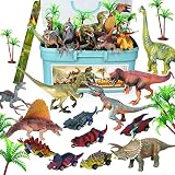 WESPREX Dinosaur Toy Set for Kids with 12 Pcs Dinosaur Figures, 6 Pcs Pull Back Dinosaur Cars, Activ