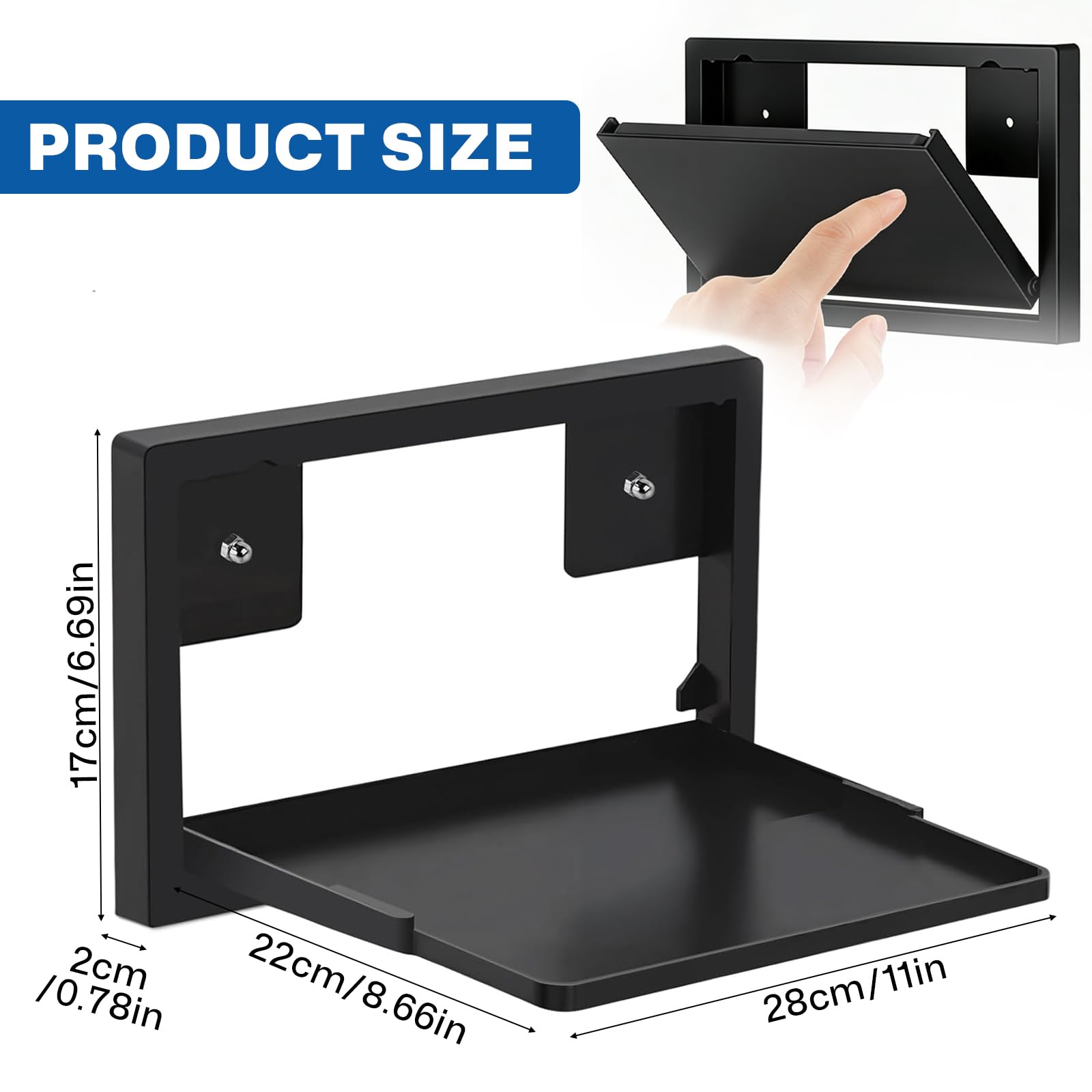 Router Wandhalterung, Faltbar Router Schrank Wandregal Ohne Bohren Schwarz WLAN Box Regal Halterung Wand für Routers TV-Box Hi-Fi Spielkonsolen 27.6 X 21.6 X 2 cm