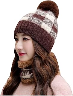 Winter Hat Men Women Knitted Hat Women's Beanie Cap Hat with Thermal Fleece Lining Hats Beanie Satin Windproof Winter Hat for Outdoor Warm Winter Beanie Winter Chunky Knit Hat