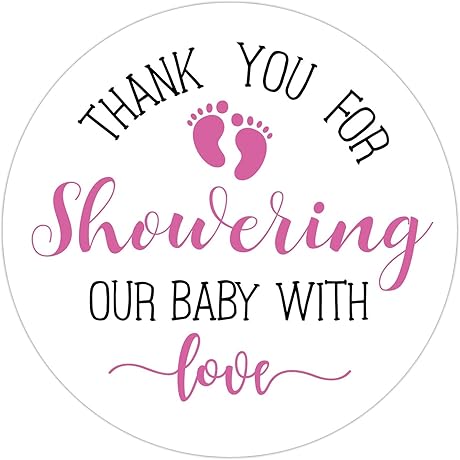 50 Pink Little Feet Baby Shower Stickers