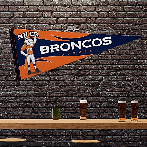 Image of Rico Industries NFL Football Denver Broncos Miles 12 inch x 30 inch Felt Wall Decor Pennant - Great for Home /Bed Room /Man Cave Decor