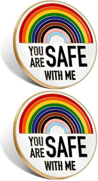AEUXZA 2er Set Pride Anstecker – Regenbogen Herz Emaille Pin - 1