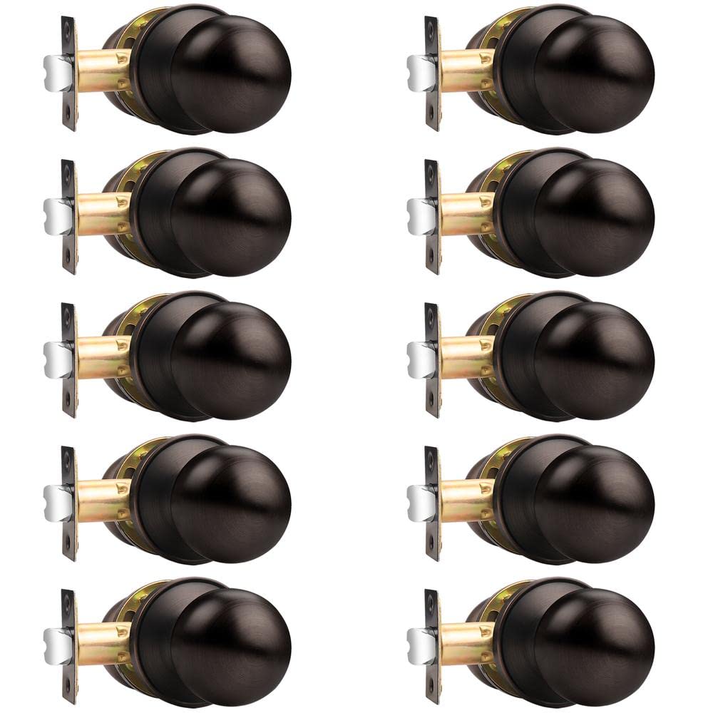 Brushed Nickel Door Knobs - Keyless Passage Locks -16