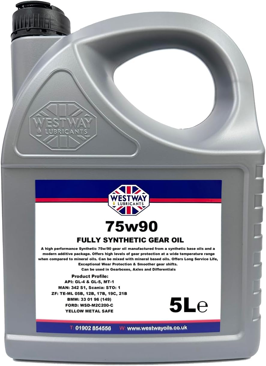 75W-90 Fully Synthetic Gear Oil, 5L, 4.4kg, Suitable for Manual Transmissions and Differentials