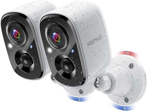 Cámaras de seguridad inalámbricas de 2.5K para exterioresinteriores, cámara de seguridad con batería WiFi, detección de movimiento, visión nocturna