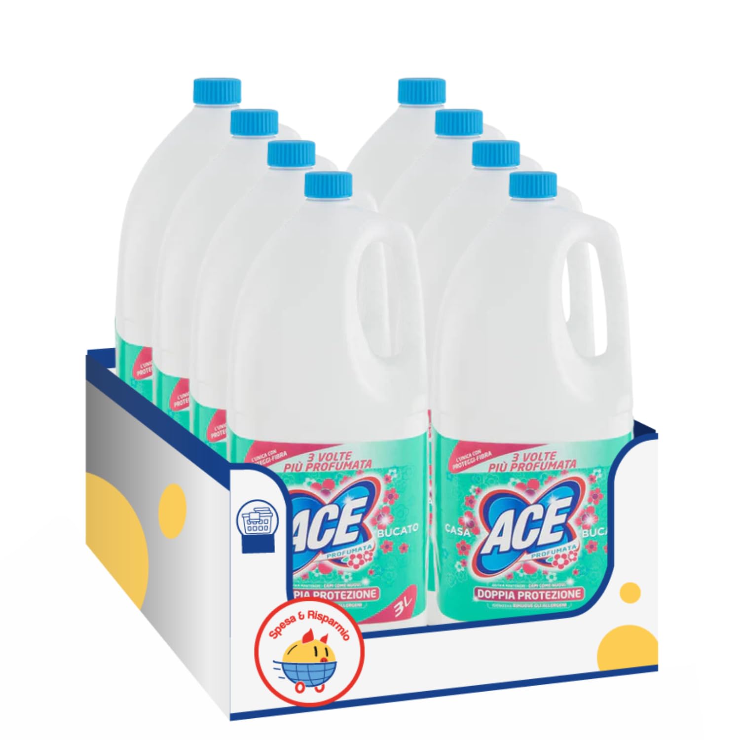 Candeggina Profumata Casa & Bucato 3L – Igiene Profonda Multiuso kit con Spugna Brandizzata SPESA & RISPARMIO Inclusa – Variazioni 4/8/12 Pezzi (8)