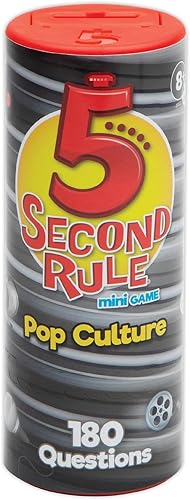 5 Second Rule Game Pop Culture Edition (Mini Tube) - Juego de cartas de preguntas simples para diversión familiar, fiesta, niños, viajes, noches de