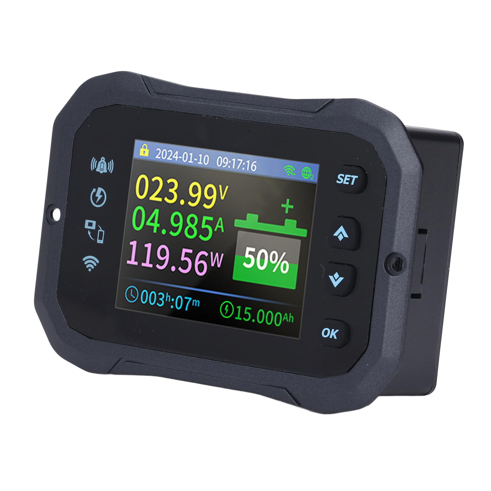 Medidor de Batería con Pantalla de 2,4 Pulgadas, Probador Remoto de 2 Vías con Cable de Comunicación de 5m para Coche Eléctrico, Scooter, RV, 10 a 100V, 600A