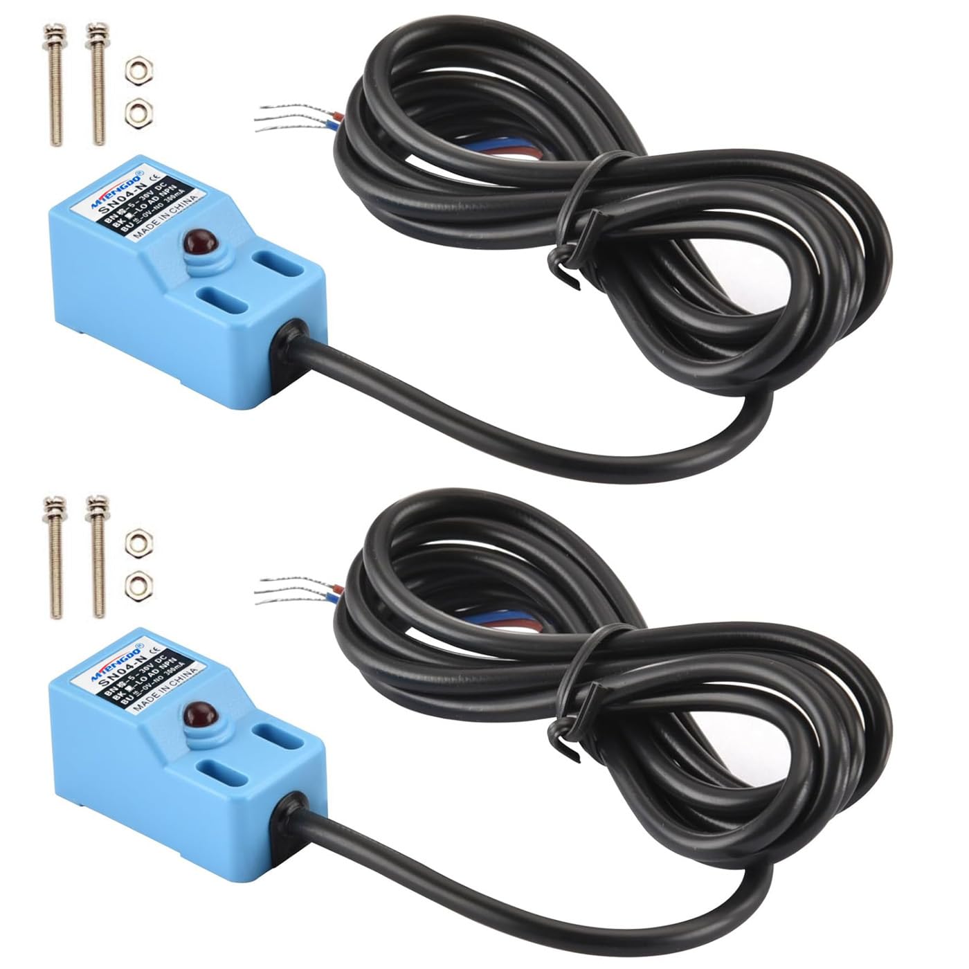 Gebildet Inductive Proximity Sensor SN04-N NPN NO Normally Open Detection Approach Switch with SN Bracket (Blue, 2 Pack)