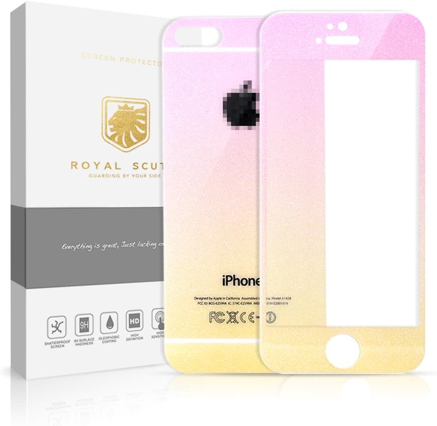 Front+Back Mirror Tempered Glass Film Screen Protector for iPhone 5/5S/5C (Pink for iPhone 5S)