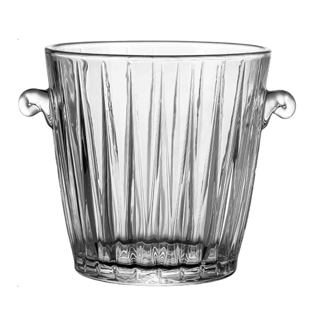 Secchiello per il ghiaccio in vetro ispessito con coperchio, secchiello portatile per champagne per vino e birra, vasca termica per bar, feste a casa