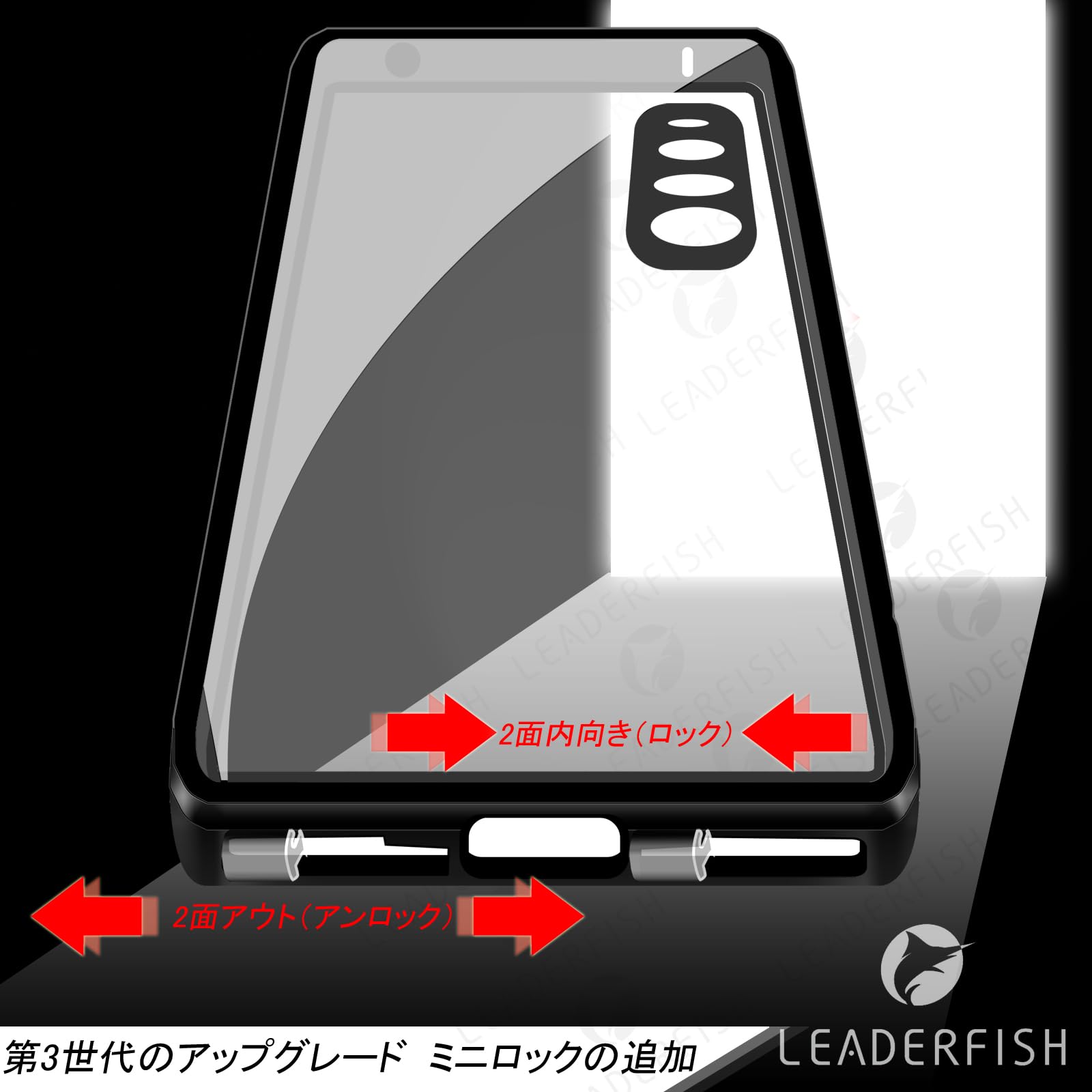 Amazon.co.jp: LEADERFISH 両面透明 ガラス保護 Xperia 1 V ケース