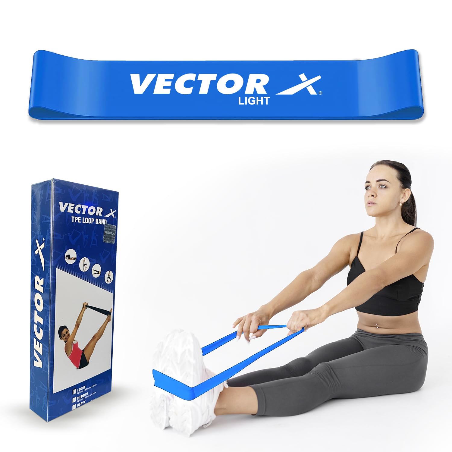 Vector X TPE Resistance Exercise Loop Bands, Resistance Bands Set for Squats, HIPS, Legs, Butt, Glutes and Heavy Workouts Physical Therapy, Rehab, Stretching, Home Fitness (TPE-Loop-Light)-image-9