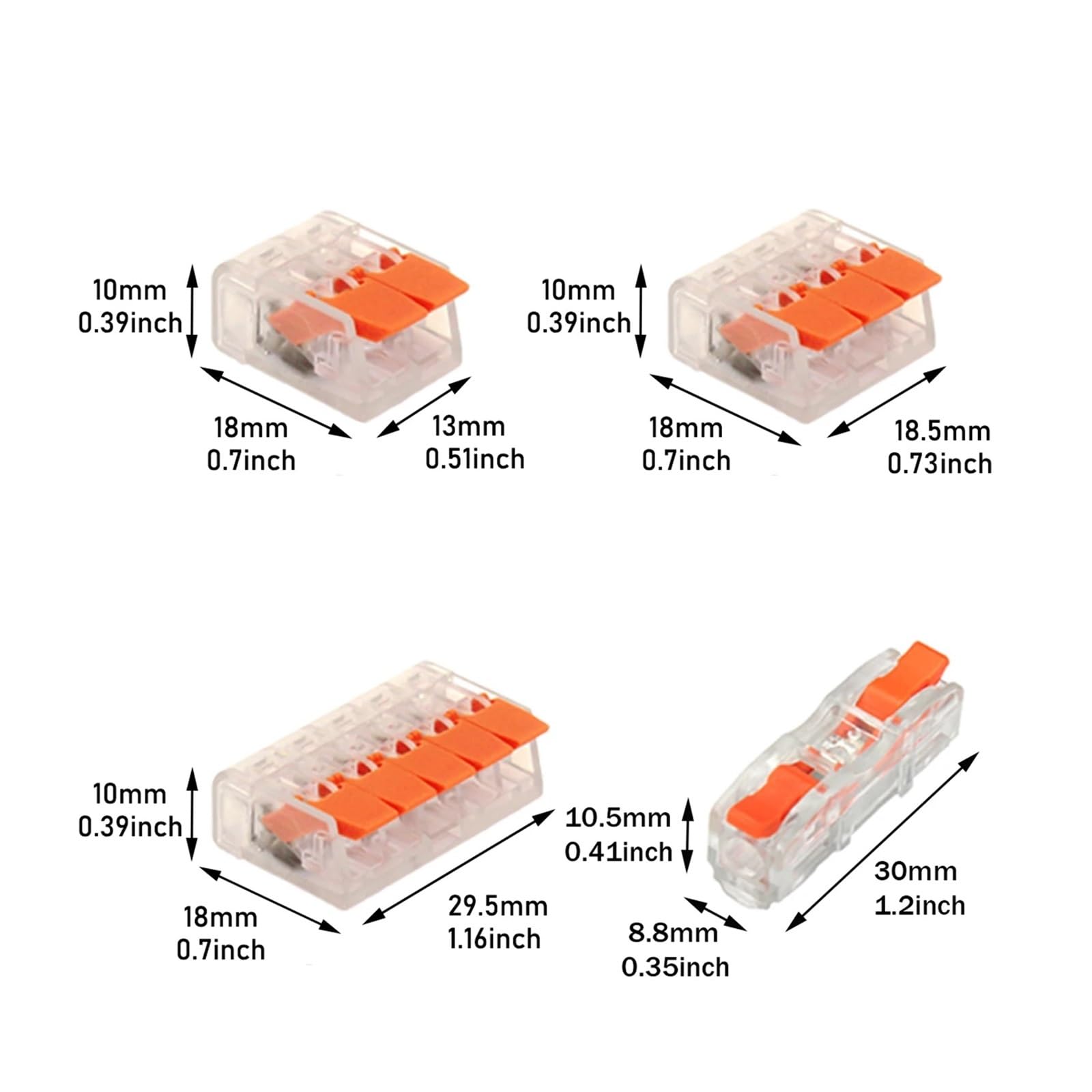 zhuguiming Morsetto for cavi elettrici con leva elettrica da 100 pezzi, mini morsetto elettrico rapido a pressione, connettore for morsetti di illuminazione(100pcs)