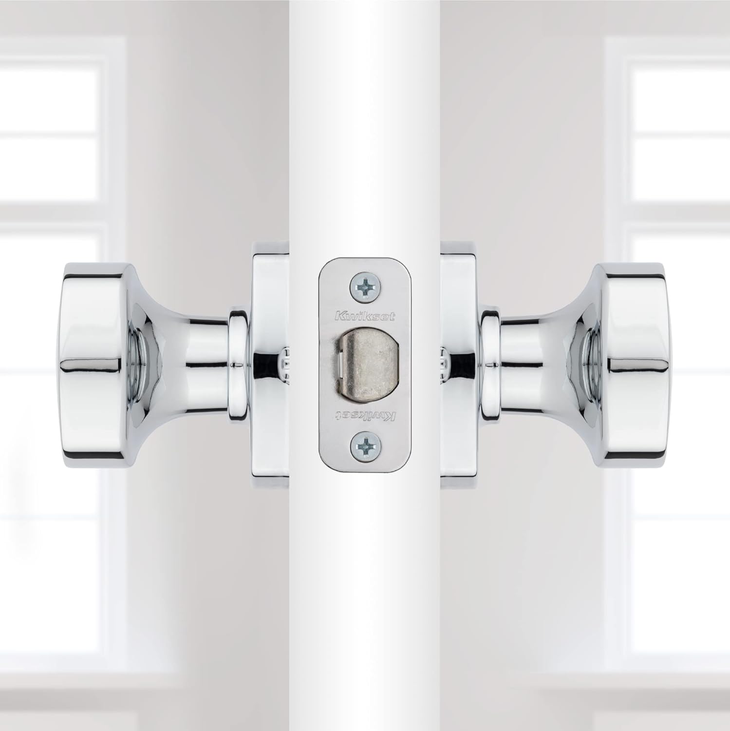 Kwikset Arroyo Knob Interior Passage Door Knob, Handle For Closet and Hallway Doors, Non-Locking Doorknob, Polished Chrome