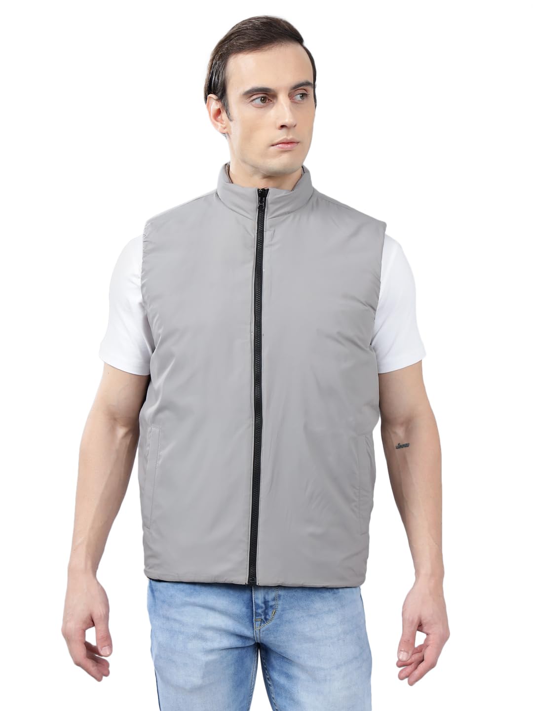cantabil Solid Sleeveless Mock Collar Regular Fit Mens Casual Reversible Jacket | Casual Winter Jackets for Men | Mens Jackets for Winter Wear (P_MJKT00244)-picture-13