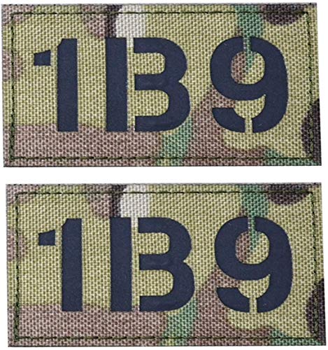 Paquete de 2 parches reflectantes de infrarrojos IR, emblema personalizado personalizable 1B9, parches tácticos militares, insignias para brazaletes para ropa, accesorios y mochila (1B9)