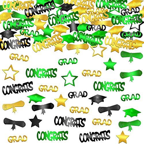 Image of Graduation Decorations 2026 | Congrats Grad Confetti 2026 - Pack Of 1000 | Graduation Confetti class of 2026, Green And Gold | 2026 Graduation Table Decorations, Katchon