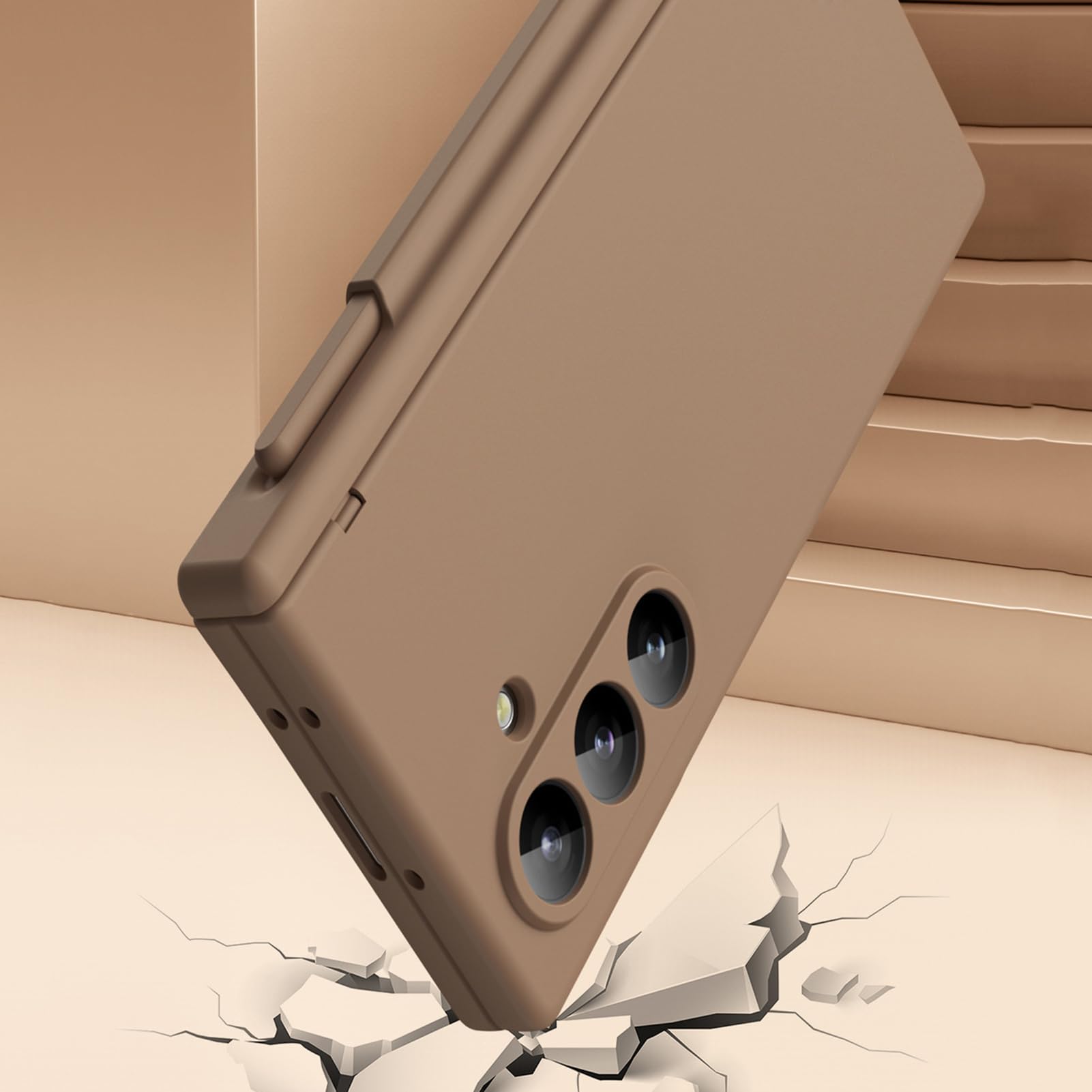 Minimalistyczne etui do Samsung Galaxy Z Fold 7, odporna na wstrząsy osłona obiektywu aparatu z przegródką na długopisy, biały, Z Fold 7