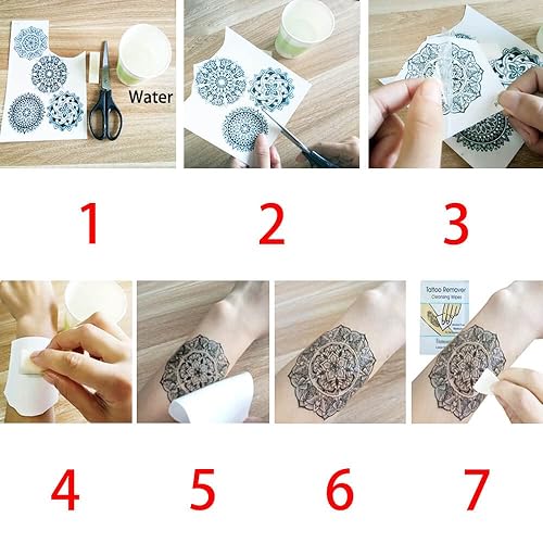 Miniatura 7 de Glaryyears Tatuaje temporal de flores de acuarela para mujeres y niñas, calcomanías realistas de larga duración, paquete de 10 tatuajes falsos de