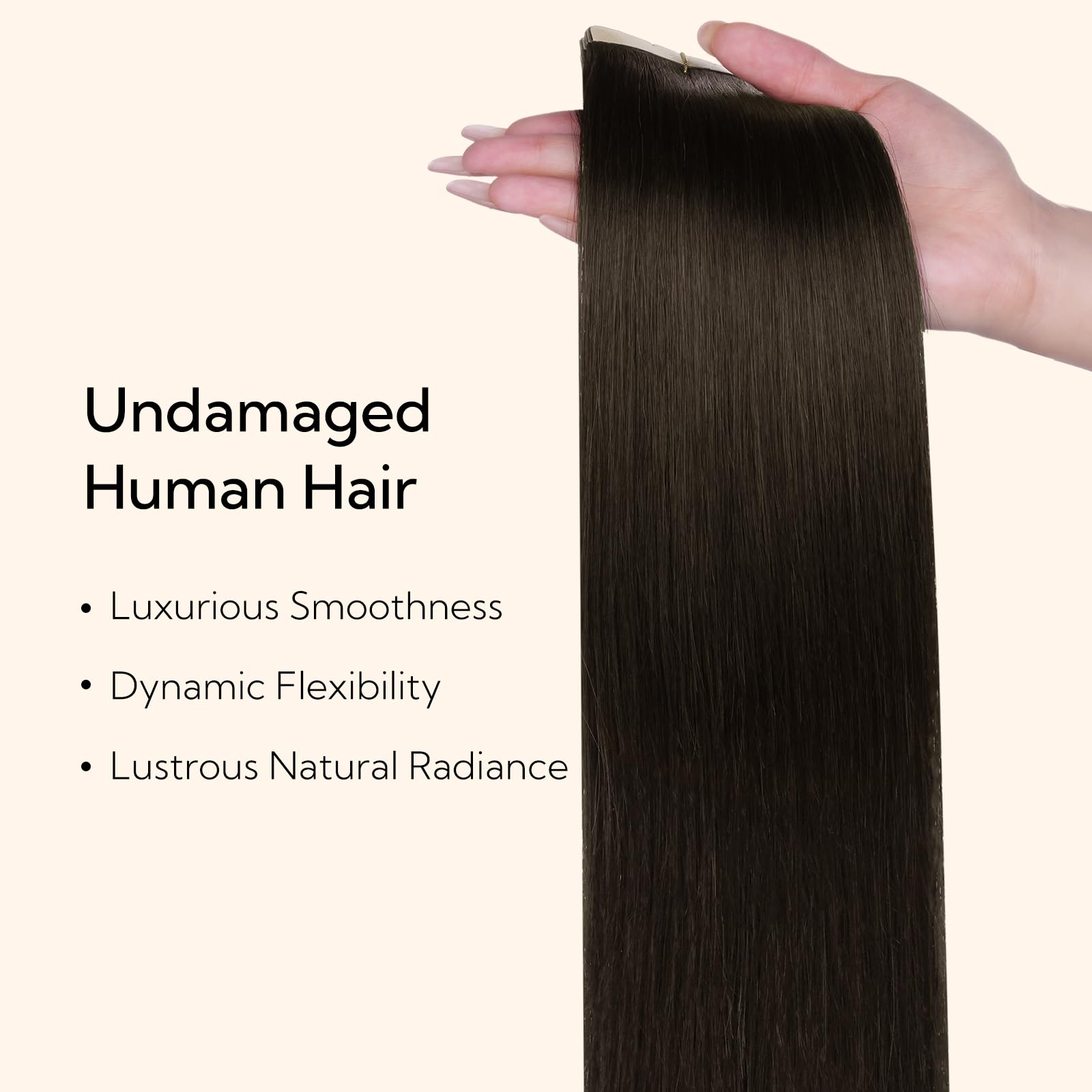 Hotbanana Tape in Hair Extensions Human Hair, Dark Brown 14 Inch 50g 10pcs - Image 3