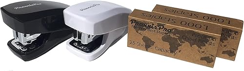 Vista 5 de Aria - Juego de mini grapadoras de alta calidad, con removedor de grapas integrado, 2000 grapas estándar incluidas, para oficina, escuela y viajes