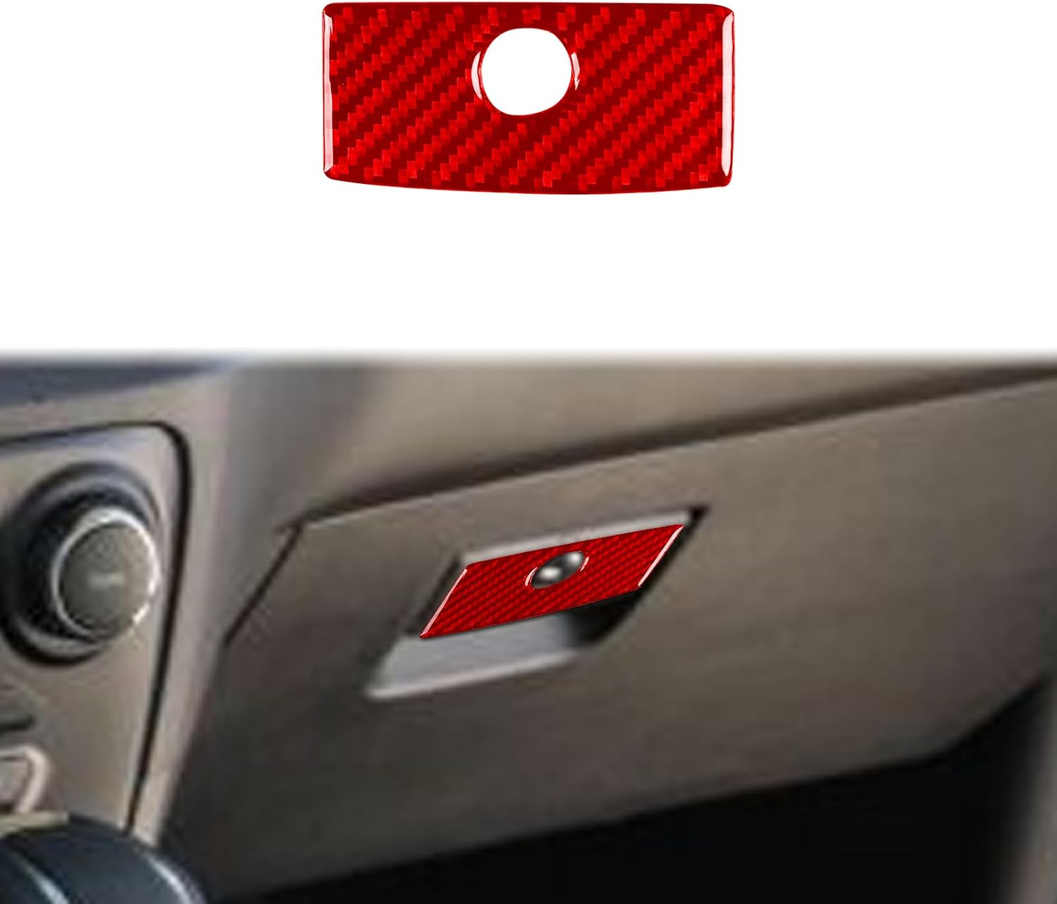 Car Red Carbon Fiber Accessories Passenger Side Dash Trim Protective Cover Sticker Compatible with Ford Ranger Sport 2020 2021 2022