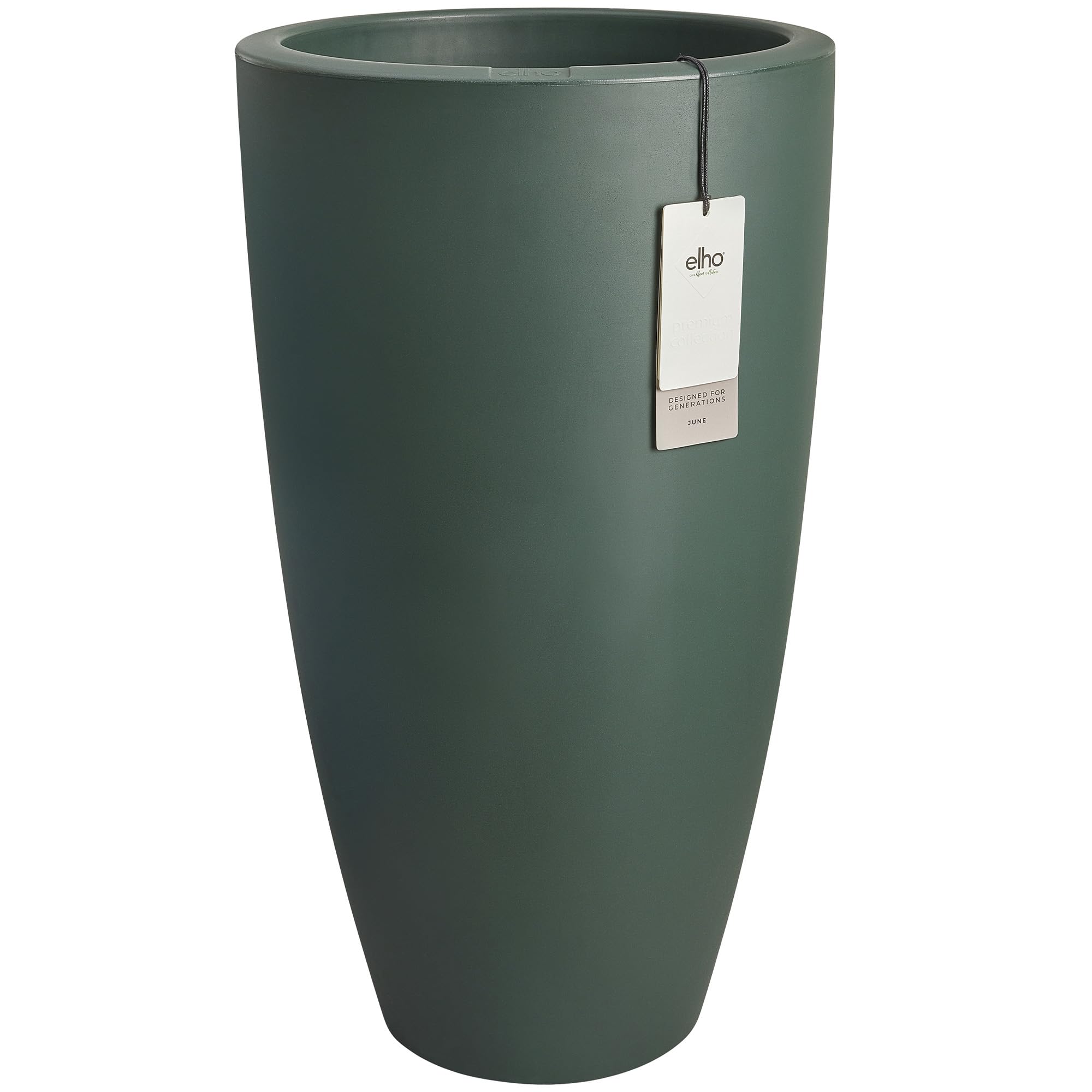 elho June Round High 40 - Plant Pot for Indoor & Outdoor - 100% Recycled Plastic - Ø 39.0 x H 70.1 cm - Green/Emerald Green — image 1