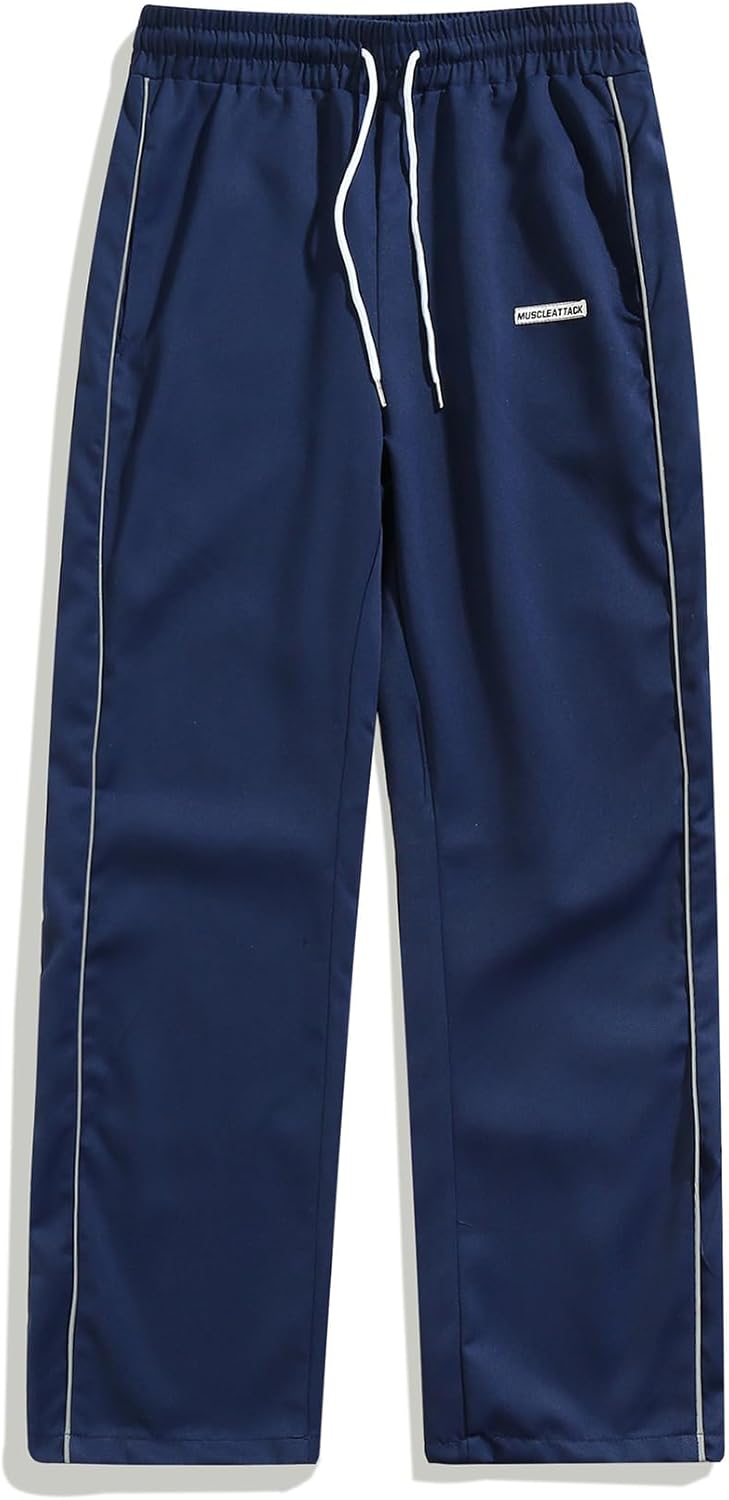 Yimoon Men's Parachute Pants Y2k Baggy Sweatpants Drawstring Wide Leg Casual Pants Streetwear - Image 5